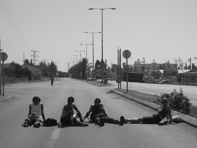 Yom Kippur 2003, on the main road between Acco and Nahariya. Andrea, Erica, myself and Lotti.