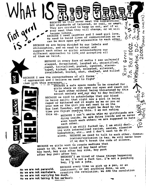 Kathleen Hanna's Riot Grrrl Manifesto - still so fucking valid today!!!